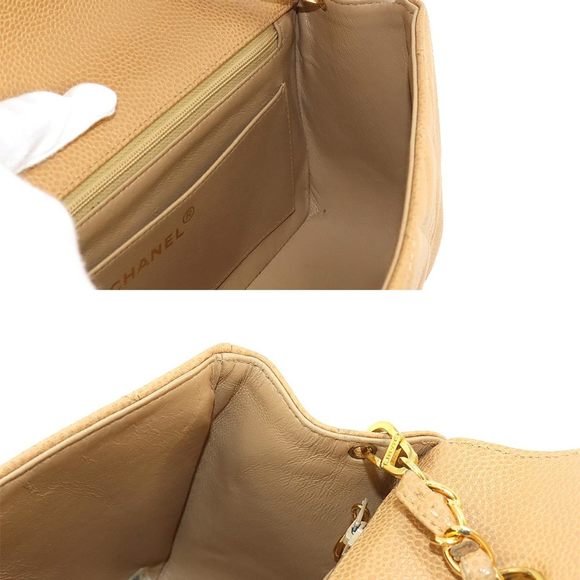 CHANEL Diana Matelasse 22 Chain Shoulder Bag Caviar Skin Beige A01164 Gold Ha... - Picture 8 of 9